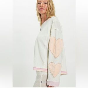 We The Free FREE PEOPLE Cream Top with Pink Trim